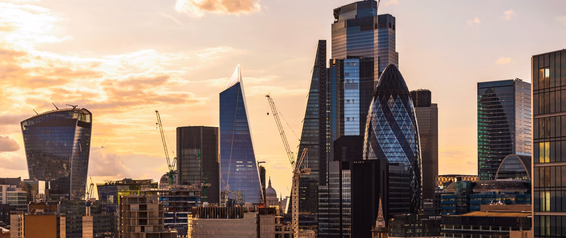 London skyline as sunset